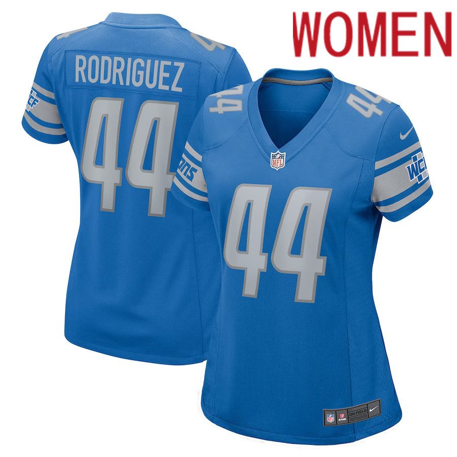 Women Detroit Lions #44 Malcolm Rodriguez Nike Blue Player Game NFL Jersey->women nfl jersey->Women Jersey